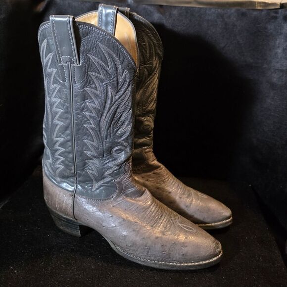 Justin Boots Gray Ostrich Mens 8.5